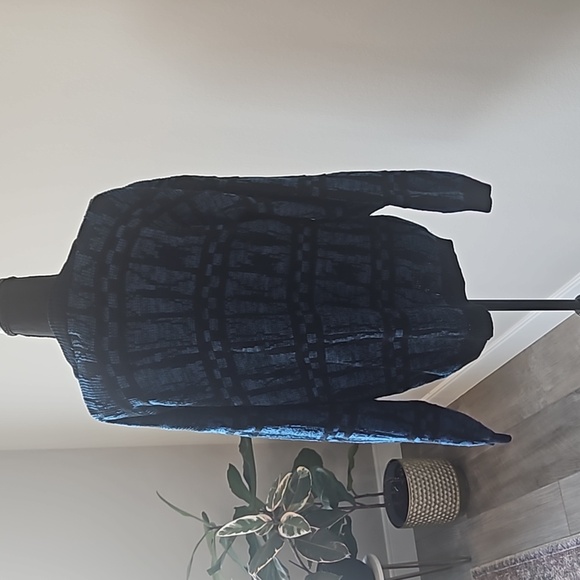 Vintage Zepplin | Blue & Black Pattern Button Sweater Cardigan | Womens M - Picture 5 of 6